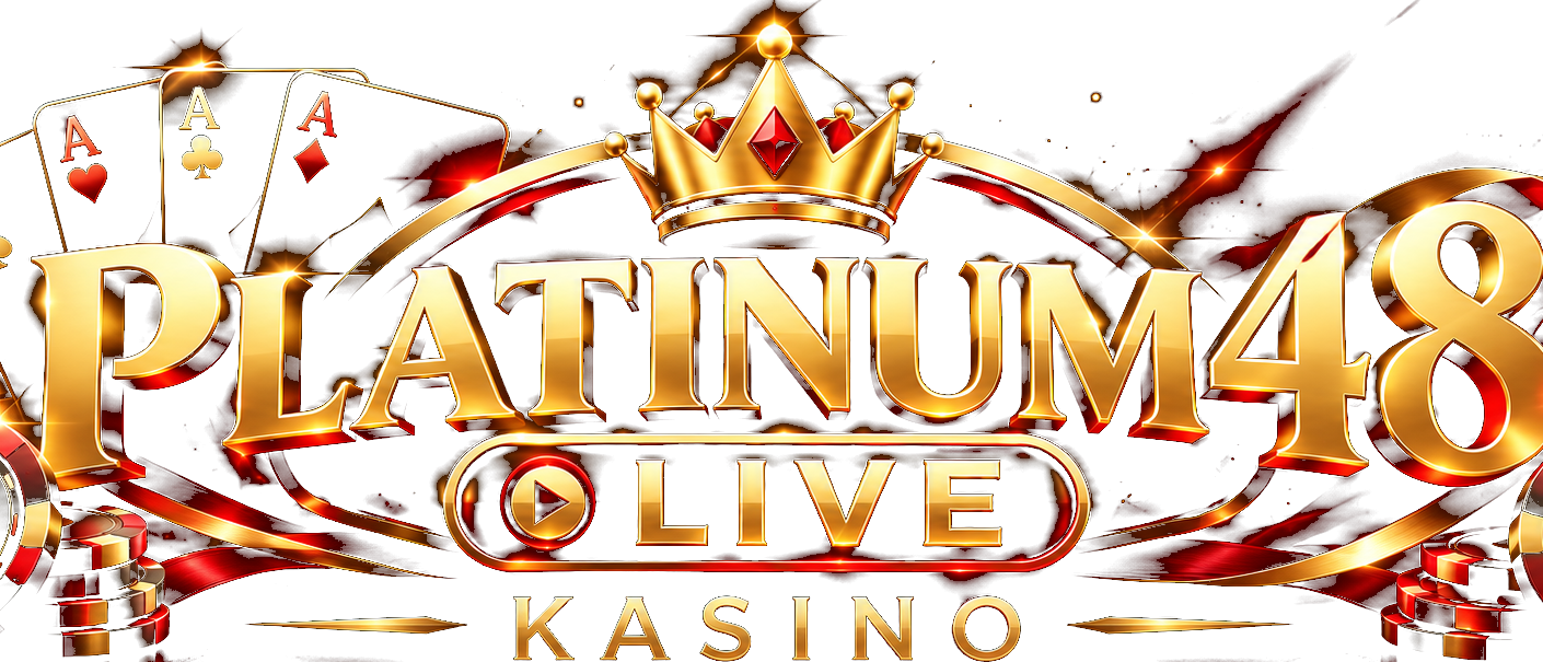 PLATINUM48 LIVE KASINO logo with crown, playing cards and casino chips